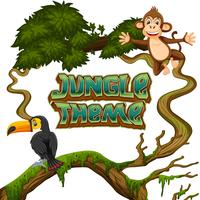 Animals in jungle theme vector