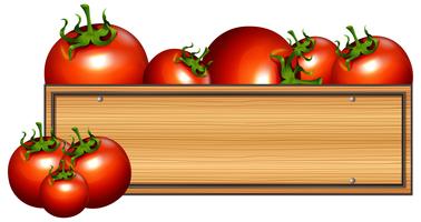 Tablero de madera con tomates frescos vector