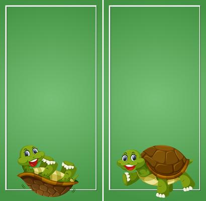 Turtle on green border