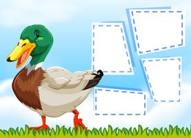 A duck on note template vector