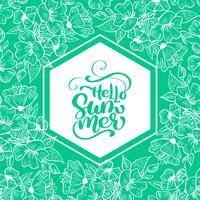 Hello Summer calligraphy greeting card. Creative graphic vector lettering illustration. Retro typographical design