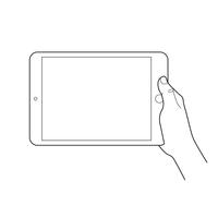 Hand holding a tablet touch devices.  vector