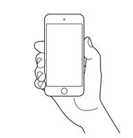 Hand holding smartphone.  vector