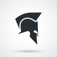 Spartan helmet icon, silhouette. Greek, gladiator, legionnaire, warrior symbol