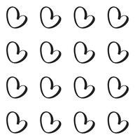 Seamless vector pattern with calligraphic hearts. Ornament for Valentine's day. Hand drawn illustration. Isolated brush strokes