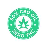 Icono de aceite del 50 por ciento de CBD. Cero THC. vector