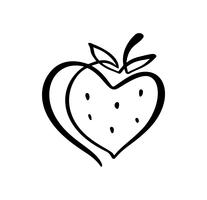 Strawberry hand drawn outline doodle icon. Vector sketch Logo illustration of healthy berry - fresh raw strawberry for print, web, mobile and infographics isolated on white background