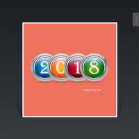 2018 Happy New Year concept, colorful 3d metalic circles Vector illustration