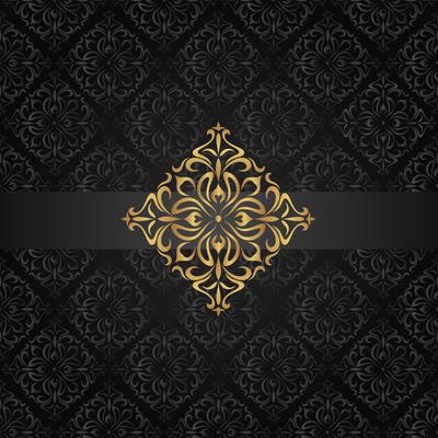 Abstract dark seamless pattern with golden element