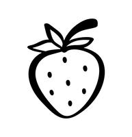 Icono de doodle de contorno dibujado mano fresa. Vector el bosquejo ejemplo de la insignia de la baya sana - fresa cruda fresca para la impresión, el web, el móvil y la infografía aislados en el fondo blanco