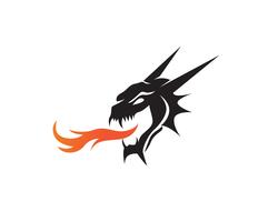 Ilustración de vector de plantilla de logotipo de color plano de dragón