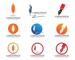 Feather pen write sign logo template app icons vector