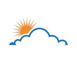 Nube y sol iconos de logotipo y símbolos de datos vector