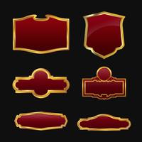 Labels with 3D decorative red golden frames collection set vector