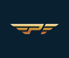 letter P wing logo design concept template vector
