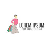 woman shopping bag logo design concept template vector