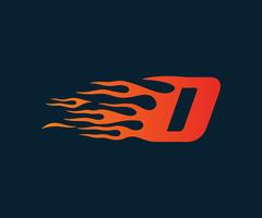 Letter D flame Logo. speed logo design concept template