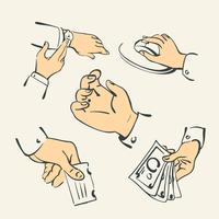 Hand finger collection - retro style illustration vector
