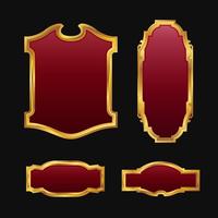 Labels with 3D decorative red golden frames collection set vector