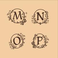 decoration Letter M, N, O, P logo design concept template vector