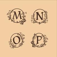 decoration Letter M, N, O, P logo design concept template vector