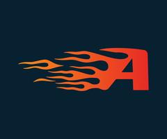Logotipo de la letra A de la llama. Plantilla de concepto de diseño de logotipo de velocidad vector