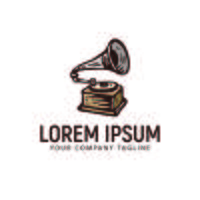 phonograph retro hand drawn logo design concept template vector