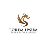 luxury dragon logo design concept template vector