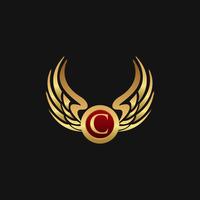 Plantilla de concepto de diseño de logotipo de lujo letra C emblema alas