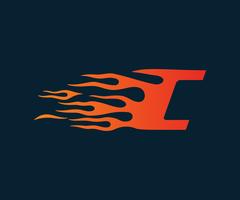 Letter C flame Logo. speed logo design concept template
