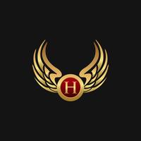 Luxury Letter H Emblem Wings logo design concept template vector