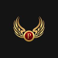 Luxury Letter P Emblem Wings logo design concept template vector