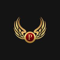 Luxury Letter P Emblem Wings logo design concept template vector