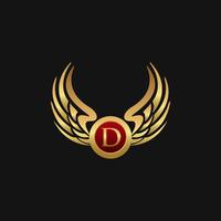 Luxury Letter D Emblem Wings logo design concept template vector