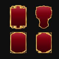 Labels with 3D decorative red golden frames collection set vector