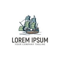 Ship marine vintage retro logo design concept template vector