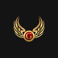 Luxury Letter G Emblem Wings logo design concept template vector