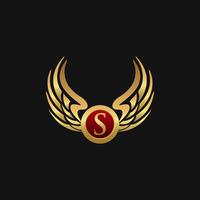Plantilla de concepto de diseño de logo de Emblem Wings de Luxury Letter s vector