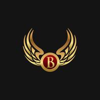 Plantilla de concepto de diseño de logotipo de lujo letra B emblema alas vector