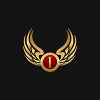 Plantilla de concepto de diseño de logotipo de Luxury Letter I Emblem Wings