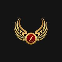 Luxury Letter Z Emblem Wings logo design concept template vector