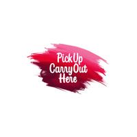 Hand-written lettering brush phrase Pick Up Carry out Here with  vector