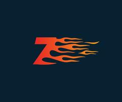 Number7 fire flame Logo. speed race design concept template vector