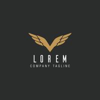 Luxury letter V wings logo design concept template vector