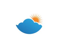 Nube y sol iconos de logotipo y símbolos de datos vector