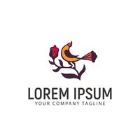 bird and flower logo design concept template vector