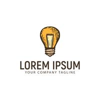 lamp hand drawn logo design concept template vector