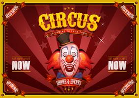 Cartel de circo vintage con cabeza de payaso vector