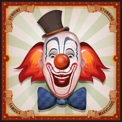 Vintage Circus Poster With Clown Head