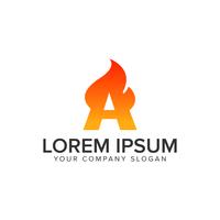 letter A ignition Flame logo design concept template. fully edit vector